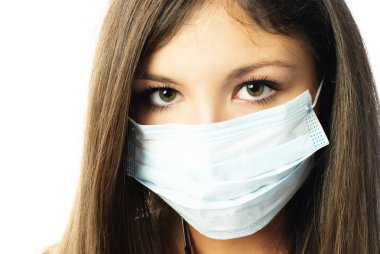 Woman wearing a protective mask clipart