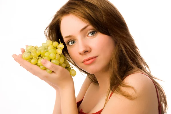 Beautiful woman with grapes — Stock Photo, Image