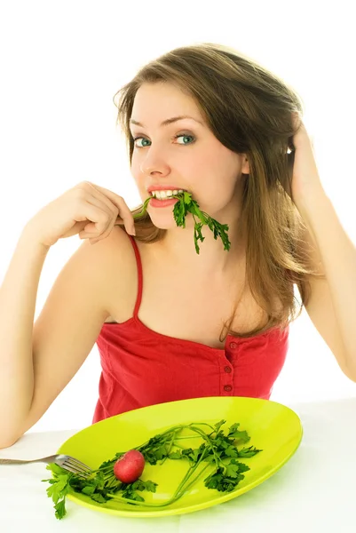 Kız bir diyet tutulması — Stok fotoğraf
