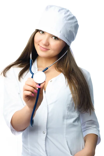 Krásný doktor se stetoskopem — Stock fotografie