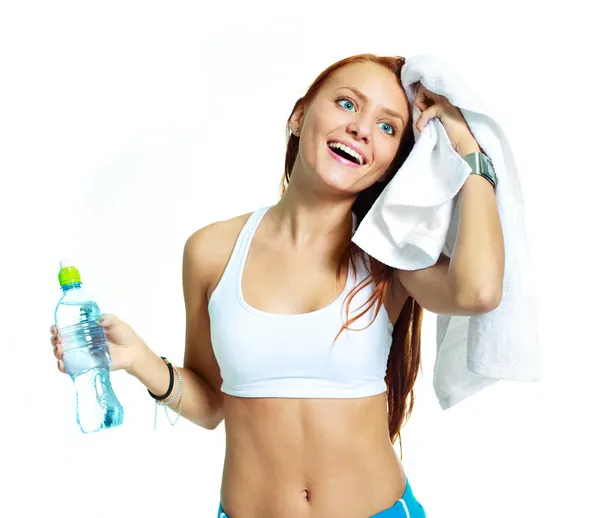 Girl with mineral water — Stock Photo, Image
