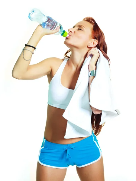 Chica con agua mineral —  Fotos de Stock