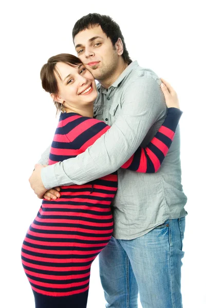 Heureuse femme enceinte et son mari — Photo