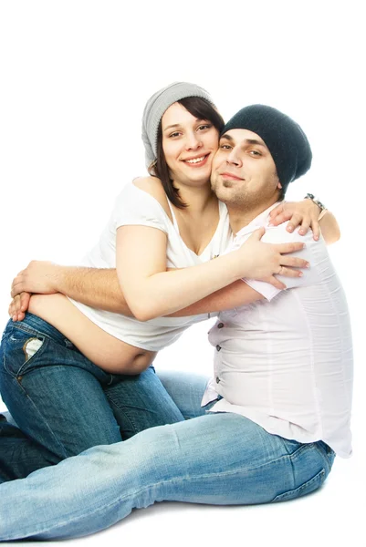 Šťastný těhotná žena a její manžel — Stock fotografie