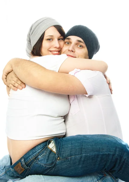 Felice donna incinta e suo marito — Foto Stock