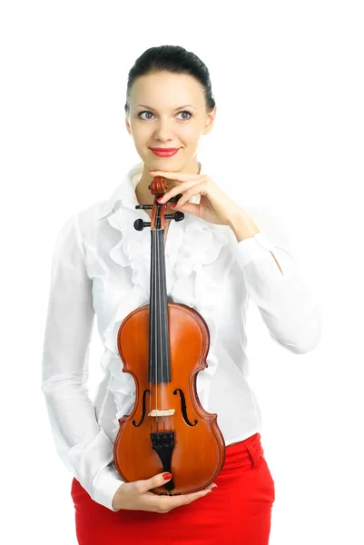 Pretty girl with a violin — Stock Photo, Image