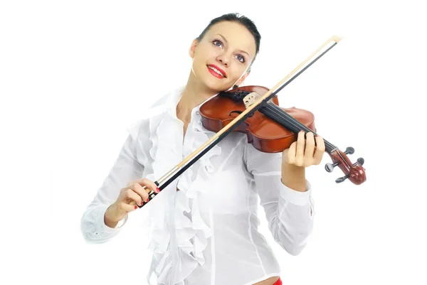 Красивая девушка играет на скрипке — стоковое фото