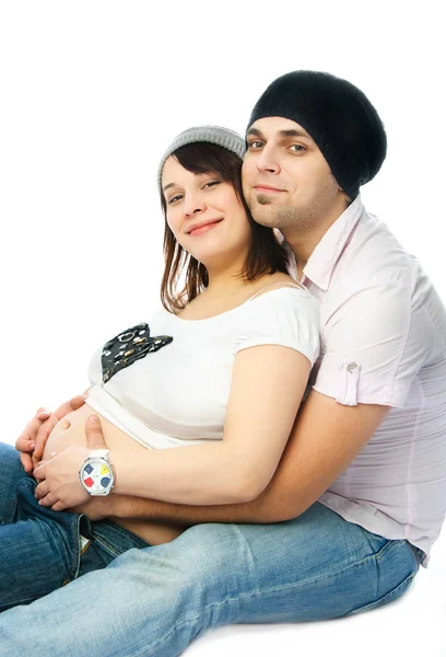 Mutlu hamile kadın ve kocası — Stok fotoğraf