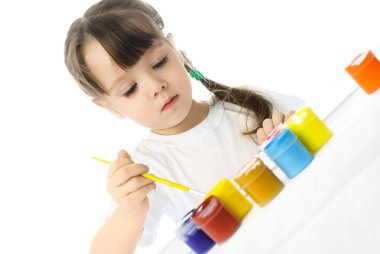 Girl painting with watercolor