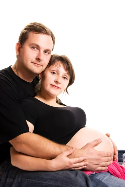 Joven y su esposa embarazada —  Fotos de Stock