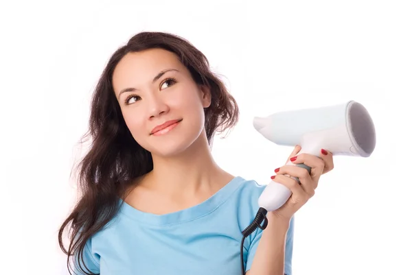 Beautiful girl with a hairdryer — Stock Photo, Image