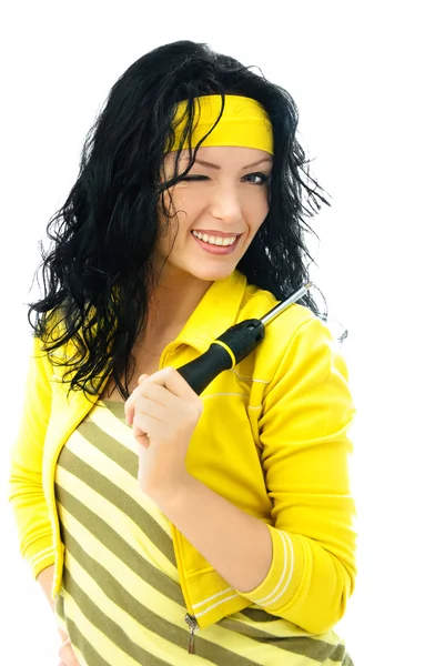 Woman with a screwdriver — Stock Photo, Image