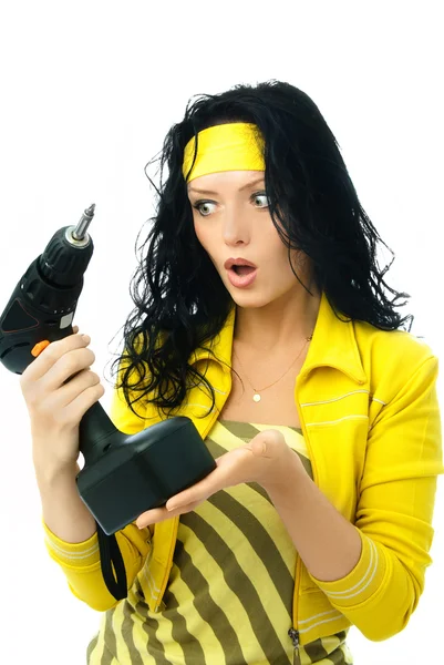 Woman with a drill — Stock Photo, Image