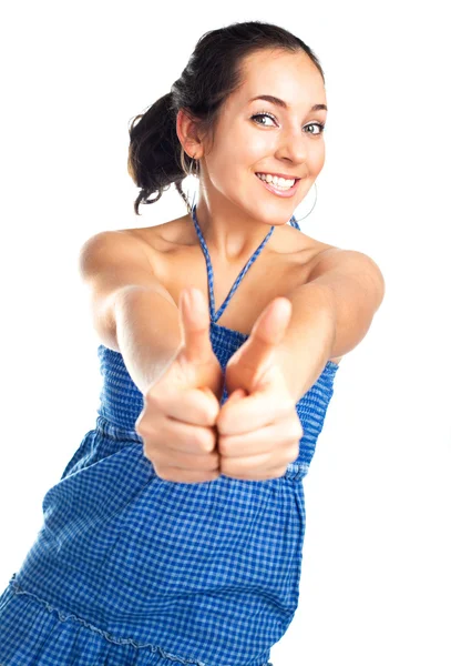 Pretty girl with thumbs up — Stock Photo, Image