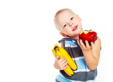 Boy with fruit clipart