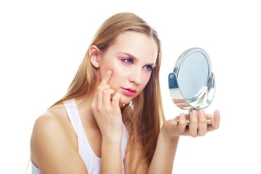 Woman having skin problems clipart