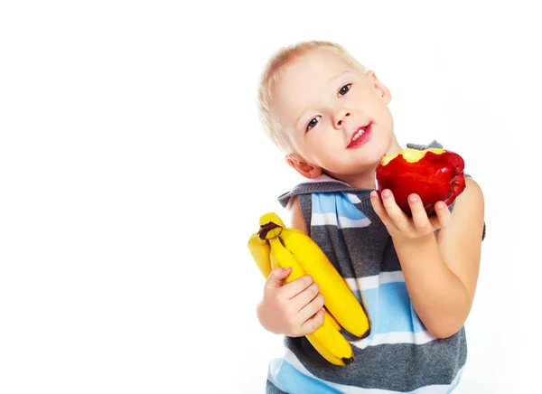 Chłopiec z owocami — Zdjęcie stockowe