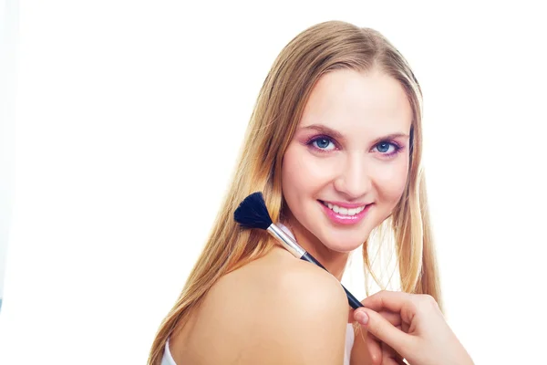 Girl with a brush — Stock Photo, Image