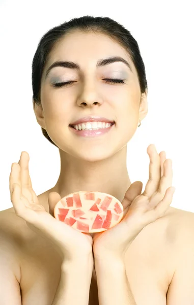 Pretty girl with a soap — Stock Photo, Image
