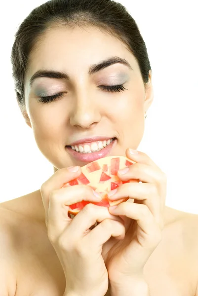 Pretty girl with a soap — Stock Photo, Image