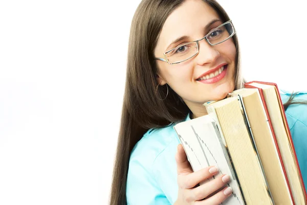 Estudante feliz com livros — Fotografia de Stock