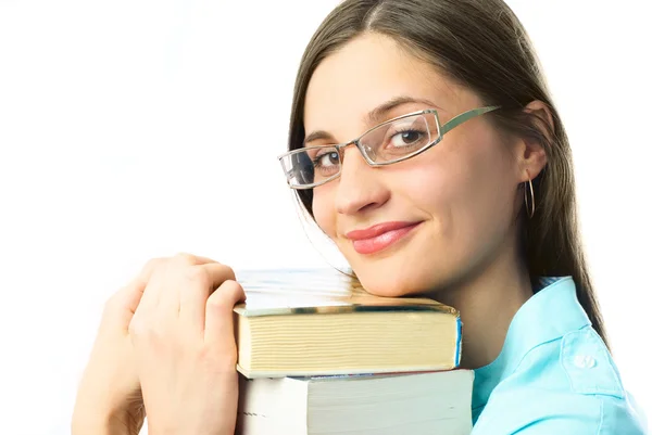 Glad student med böcker — Stockfoto