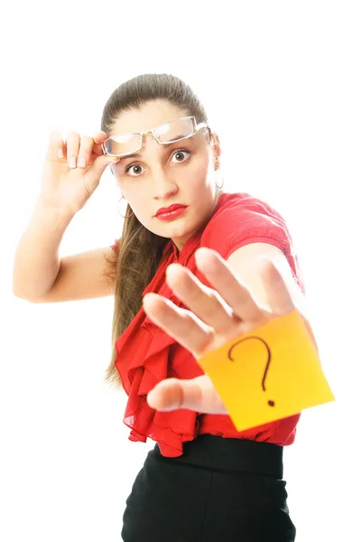 Businesswoman has a question — Stock Photo, Image