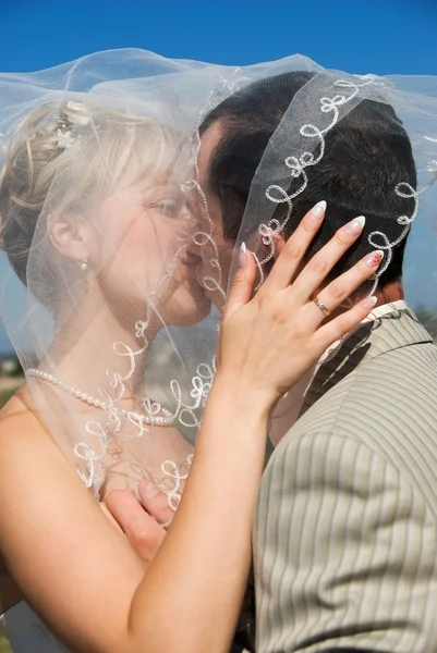 Nevěsta a ženich venkovní — Stock fotografie
