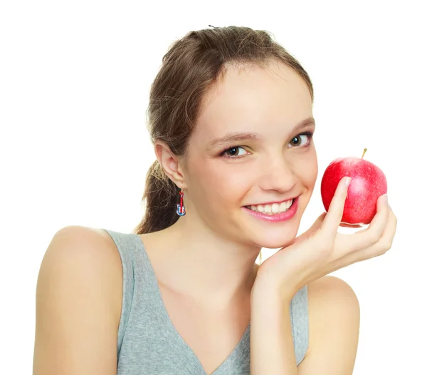 一个苹果的女孩 — 图库照片