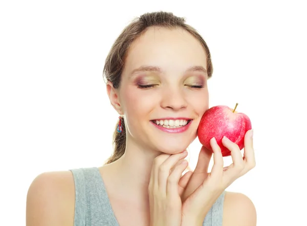 Menina sonhadora com uma maçã — Fotografia de Stock