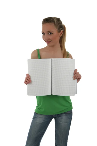 Menina com um caderno — Fotografia de Stock