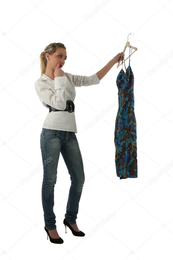 Girl trying on clothes