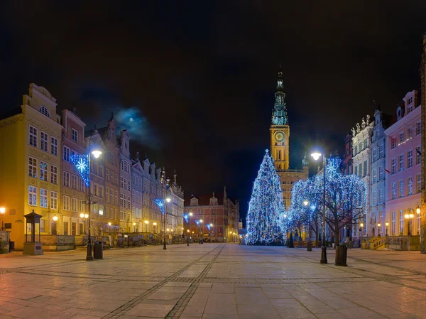 Mairie de Gdansk la nuit — Photo