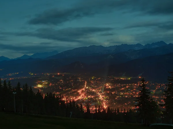 Zakopane at night, Poland — Stock Photo, Image