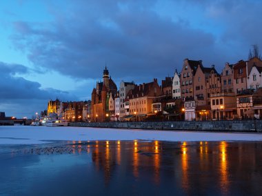 Riverside at dawn in Gdansk, Poland. clipart
