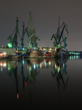And cranes of Gdansk shipyard, Poland. clipart