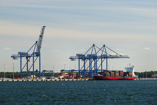 Container terminal in port of Gdansk, Poland.
