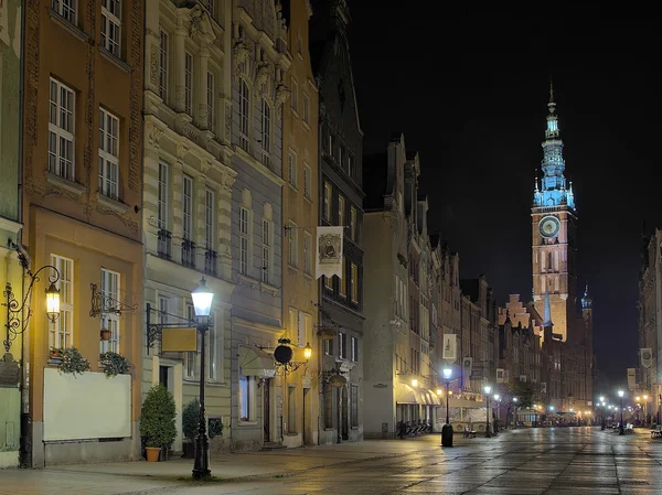 Gdaňsk radnice v noci — Stock fotografie