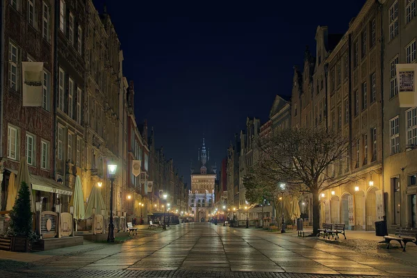 Dlouhá ulice v Gdaňsku, Polsko. — Stock fotografie