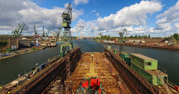Gdaňské loděnice v panorama — Stock fotografie