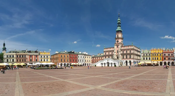Sala rynku i miasto Zamość — Zdjęcie stockowe
