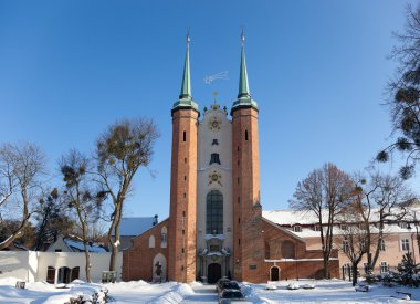Cathedral Oliwa in winter, Poland. clipart