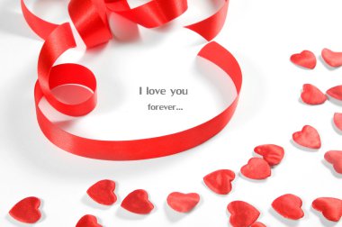 Love background. Small hearts and ribbon clipart