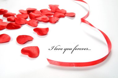 Love background. Small hearts and ribbon clipart