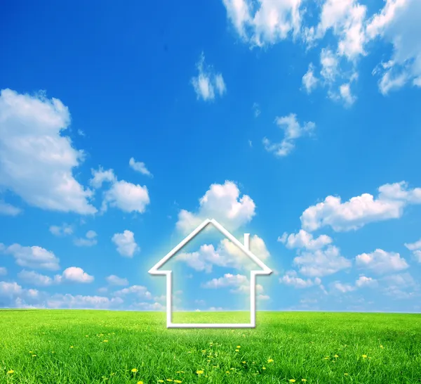 House imagination on green land Stock Picture