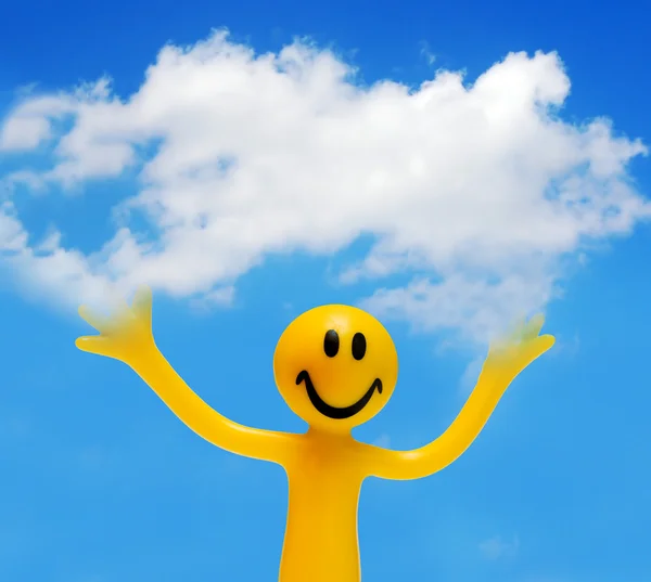 Šťastný obličej drží mrak — Stock fotografie