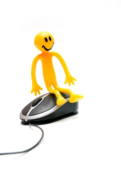 Smiling face and computer mouse — Stock Photo, Image