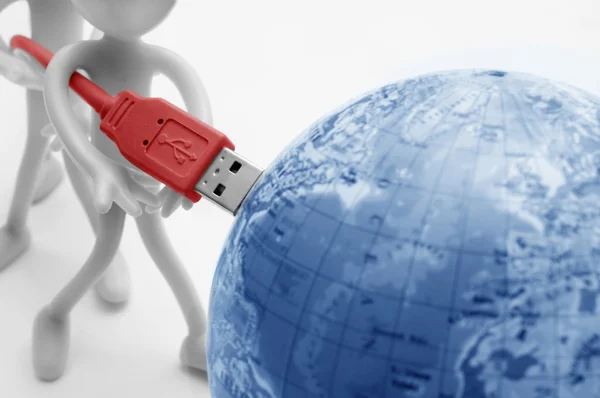 USB aangesloten op aarde. conceptuele — Stockfoto