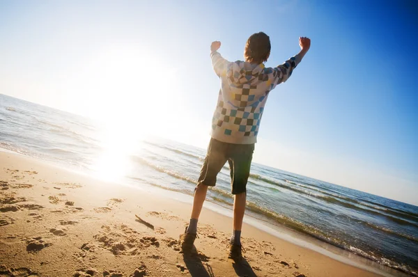 Happiness in the beach scenery Stock Image