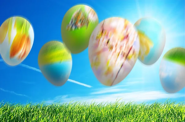 Falling easter eggs abstact background — Stock Photo, Image